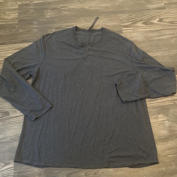 LULULEMON Men’s Soft Jersey Henley Long Sleeve Shirt Dark Grey Size 2XL - Picture 2 of 9